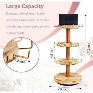 3 Tier Rotating Wooden Bracelet Holder Display Stand 36 Hooks New OB